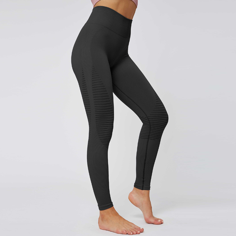 

Hot Selling Seamless High Waist Hip Tights Running Elastic Breathable Quick Drying Fitness Pants, Black