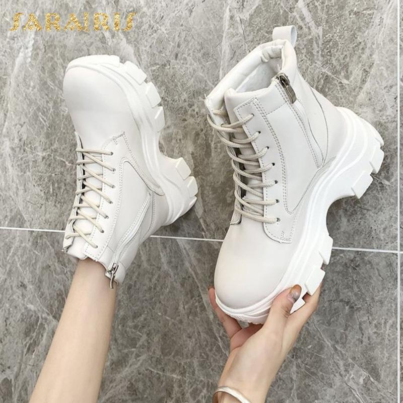 

Sarairis 2020 New Arrivals Flat Heels Lace Up Comfortable Shoes Woman Boots Female Platform Concise INS Hot Fashion Boots Ladies1, Beige