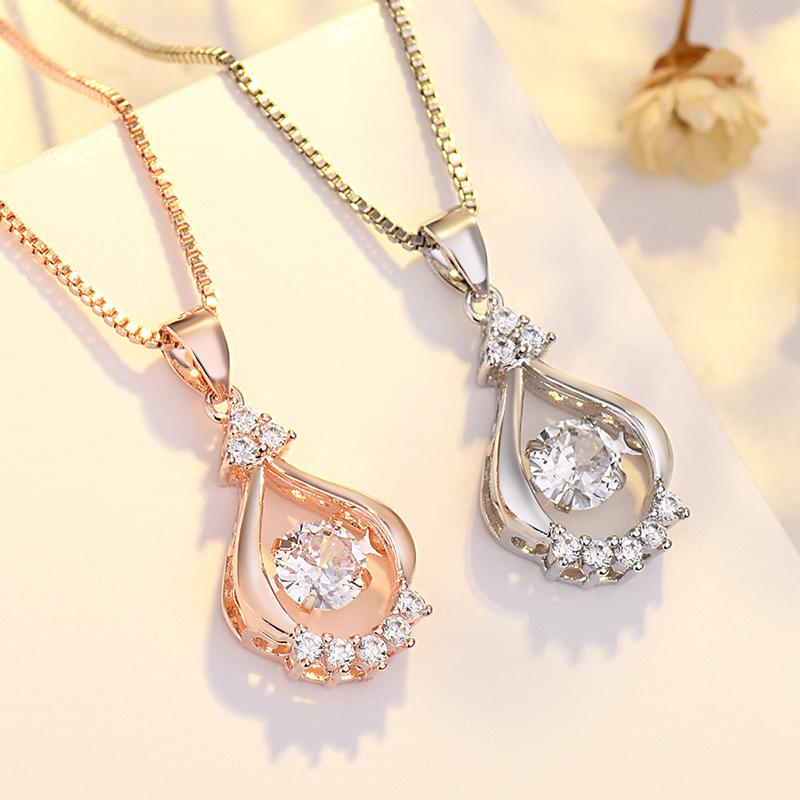 

New Choker Necklace Jewelry Crystal Zircon Water Drop Shape Retro Pendant Necklace for Valentine's Day Present Jewelry