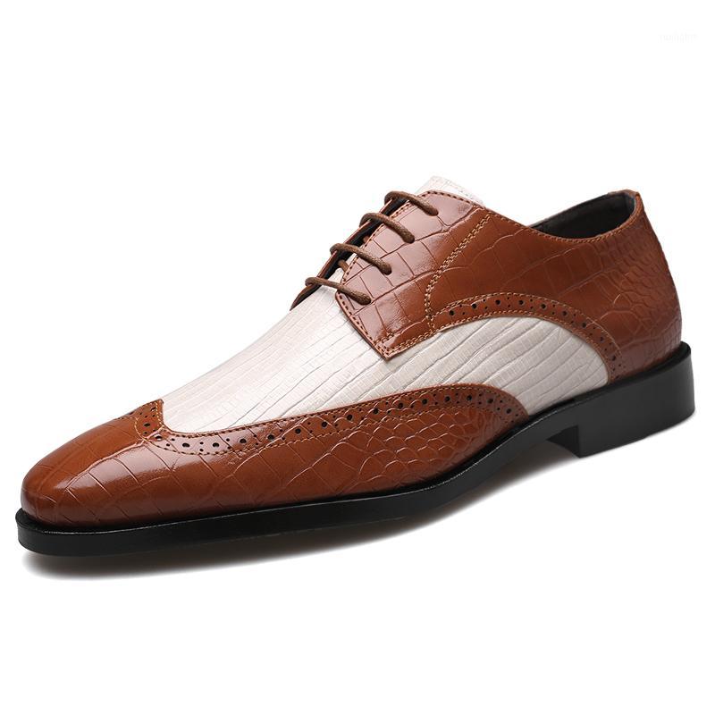 

ousecan formal men's leather shoes crocodile pattern block men's shoes fashion business classic stitching oxford1, Black