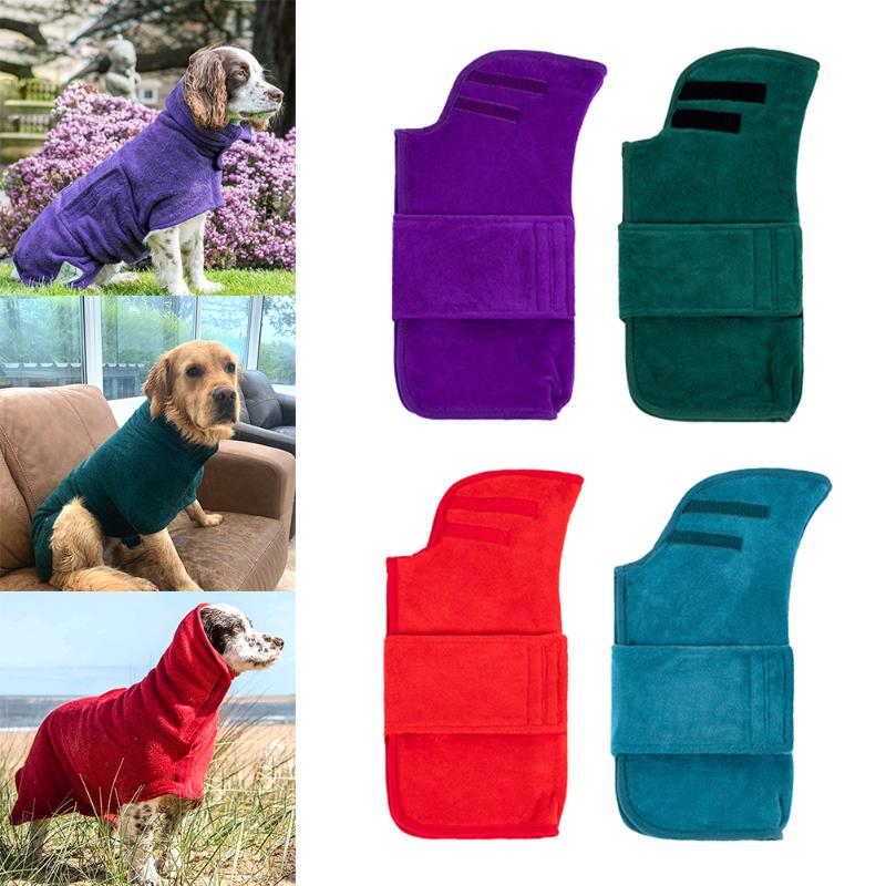 

With Magic Sticker Microfibre Soft Coat For Puppy Bath Towel Warm Dog Bathrobe Cleaning Bathing Accessories Water Absorbent, Red