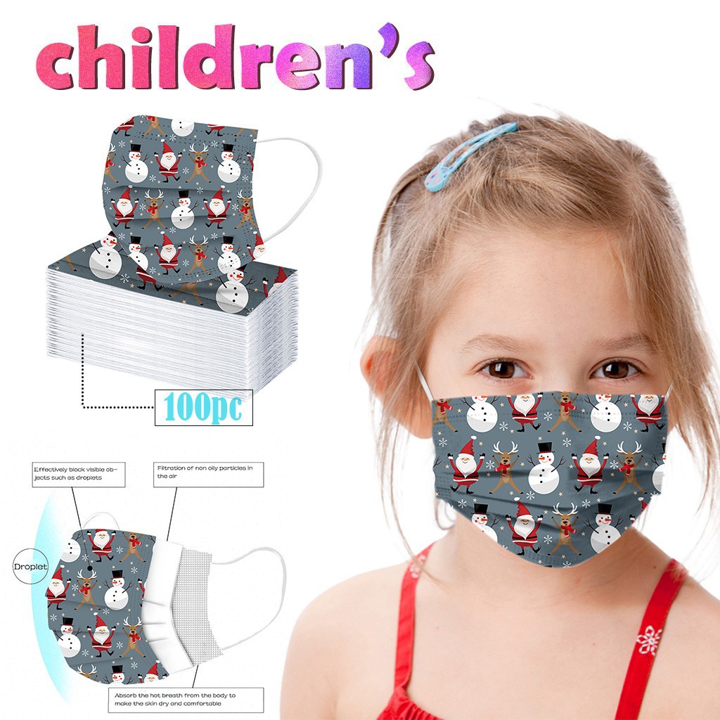 

2020 new Christmas mask print kid disposable mask personality disposable dustproof and breathable three-layer protective cover free shipping