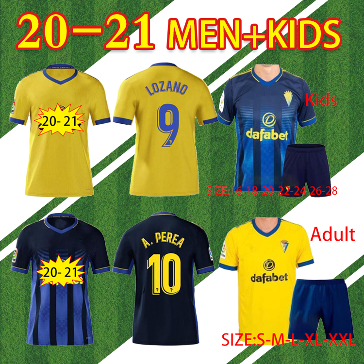 

20 21 Cadiz Soccer Jerseys Home Away Cádiz CF Maillot de Foot LOZANO ALEX Bodiger Juan Cala Men KIDS Kits Fans Version Football Shirts, Home kid suit