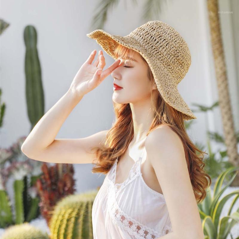 

Summer Beach Women Sun Hats Elegant Holiday Sun Visor Protection Outdoor Vintage Straw Hats sombreros de playa para mujer #301, Khaki