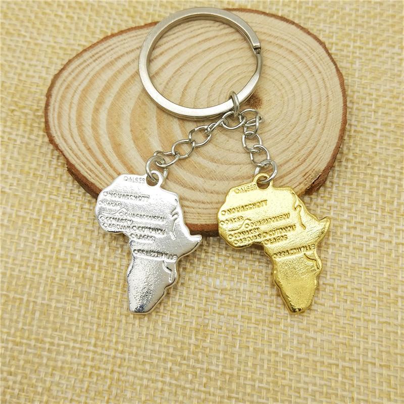 

LPHZQH Fashion Africa Keychain Women Bag Car Key Ring African Map Metal Pendant Jewelery Steampunk Gold Color