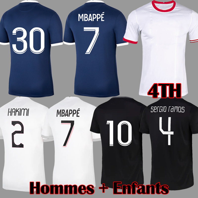 

MBAPPE soccer jersey HAKIMI SERGIO RAMOS WIJNALDUM 21 22 Maillots Third black football shirt 2021 2022 MARQUINHOS men kids kit uniform enfants maillot de foot, Kids home