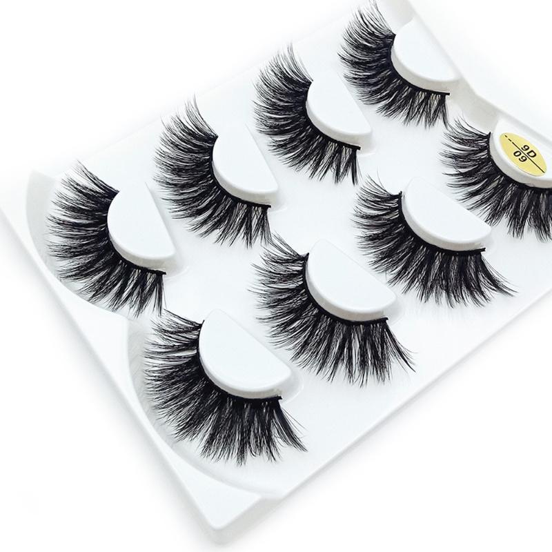 

4 Pair/Box 3D Faux Mink Hair False Eyelashes Wispy Fluffy Crisscross Thick Long Natural Lashes Eye Extension Eye Makeup Tools