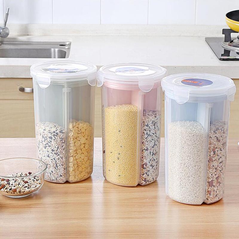 

Household Kitchen Containers Sealed Storage Box Crisper Grains Storage Tank For Dry Cereals Measure Cups Kitchen Tool