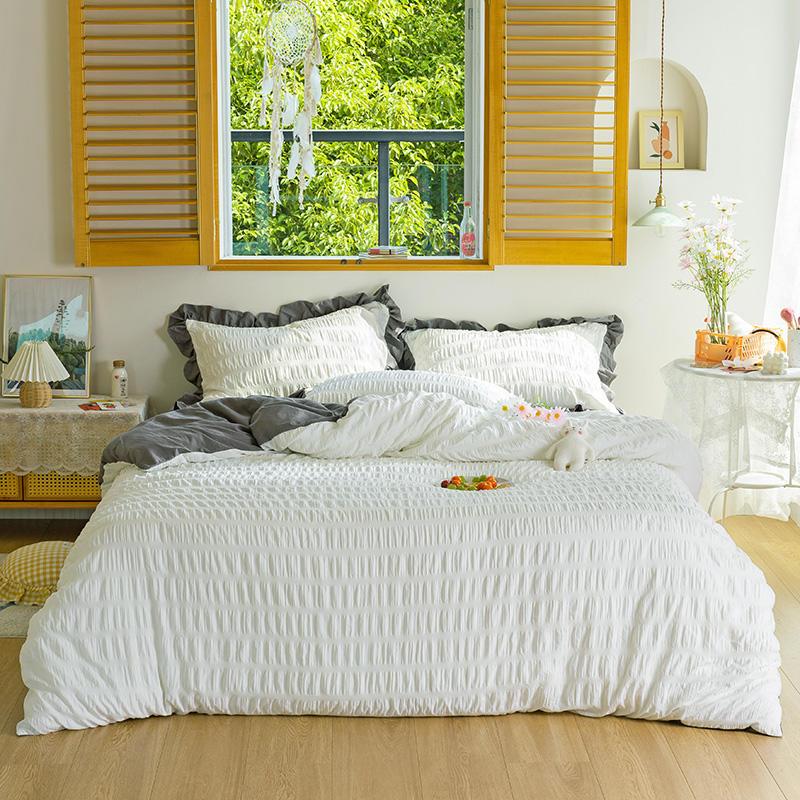 

Bonenjoy 4 Pcs Bedding Set For Bed White Color Modern Style Duvet Cover For Double With Pillowcase King Size Bed Sheet Set, Hs.hs