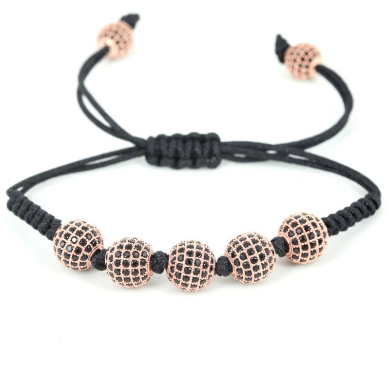 

Brand New Anil Arjandas Bracelets,5Pcs 10mm Micro Pave Black CZ Beads Briading Macrame Bracelet For Men and Women,Jewelry Gift