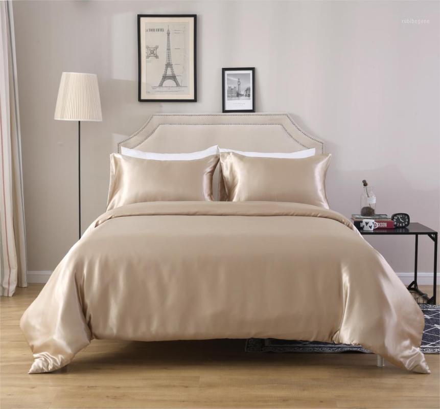 

2020 summer grace luxury bed linen set Satin silk comforter bedding setsQueen King duvets cover set Quilt Cover + Pillow case1, White