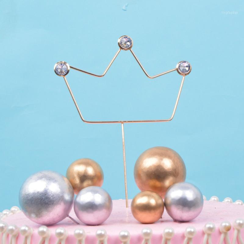 

5Pcs Metal Diamond Crown Shape Cake Dessert Decor Cupcake Toppers Picks Kids Children Birthday Party Wedding Supplies1