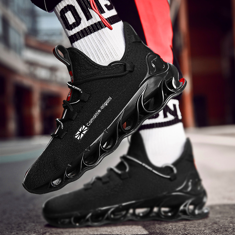 

New high quality sports men's slide rubber soles outdoor casual male zapatillas hombre shoes, Black