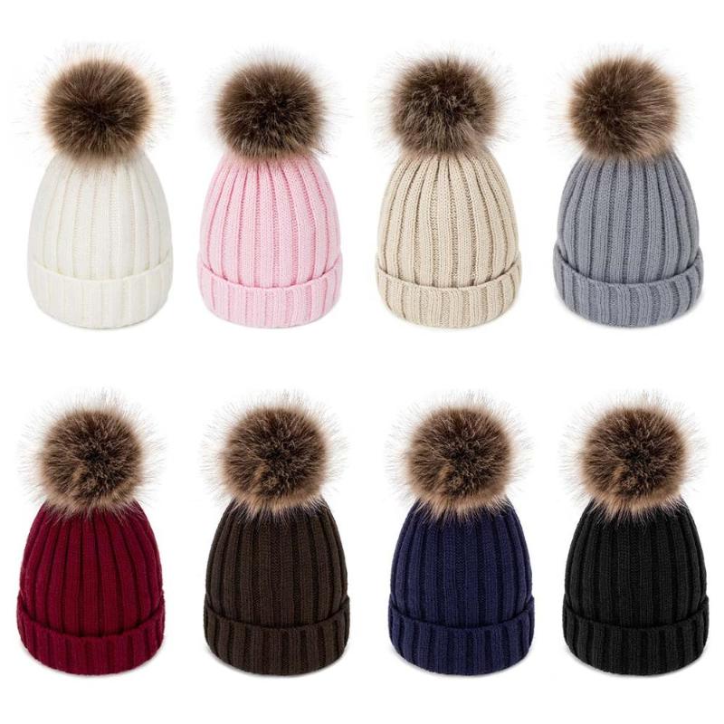 

Evrfelan Pompom Wool Winter Hat Women Knitted Thick Beanie Hats for Ladies Warm Skullcap Beanies Girls Designer Bonnet Gorro, White