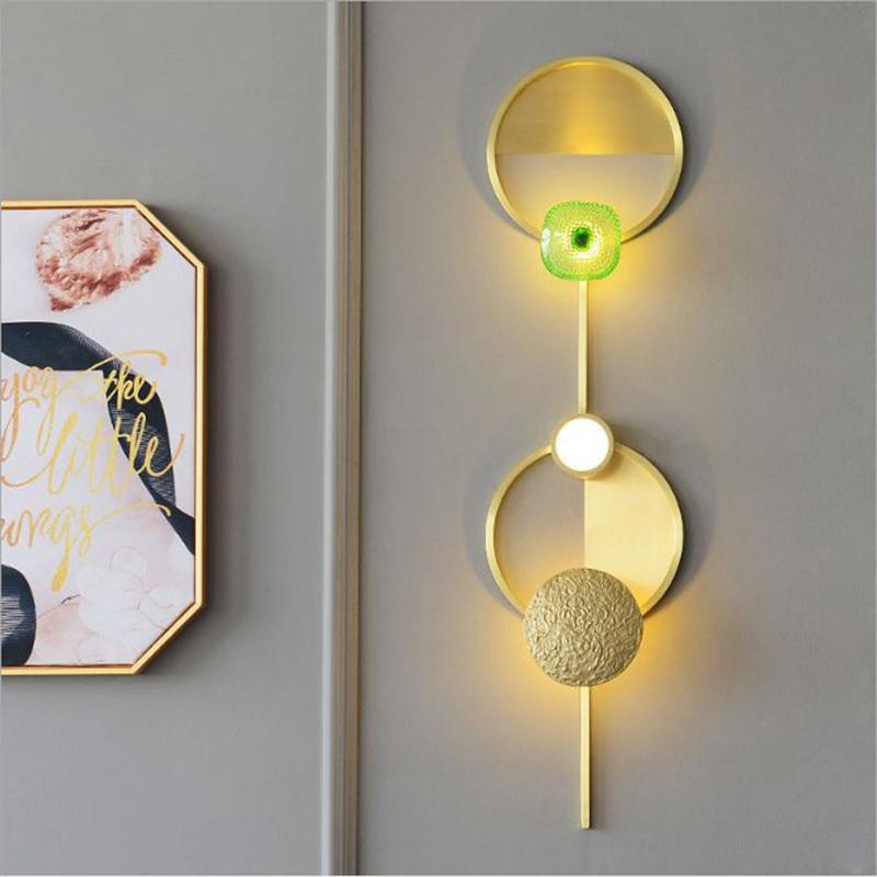 

Nordic Post-modern Wall Lamp Copper + Acrylic Lighting Creative Living Room Aisle Bedroom Bedside Wall Lamp