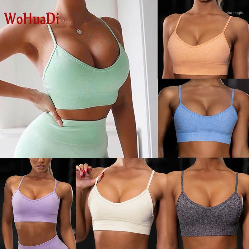 

WOHUADI 2020 Seamless Sports Bra Top Vest Women Fitness Sportswear Push Up Gym Crop Top Gym Running Underwear1, Green