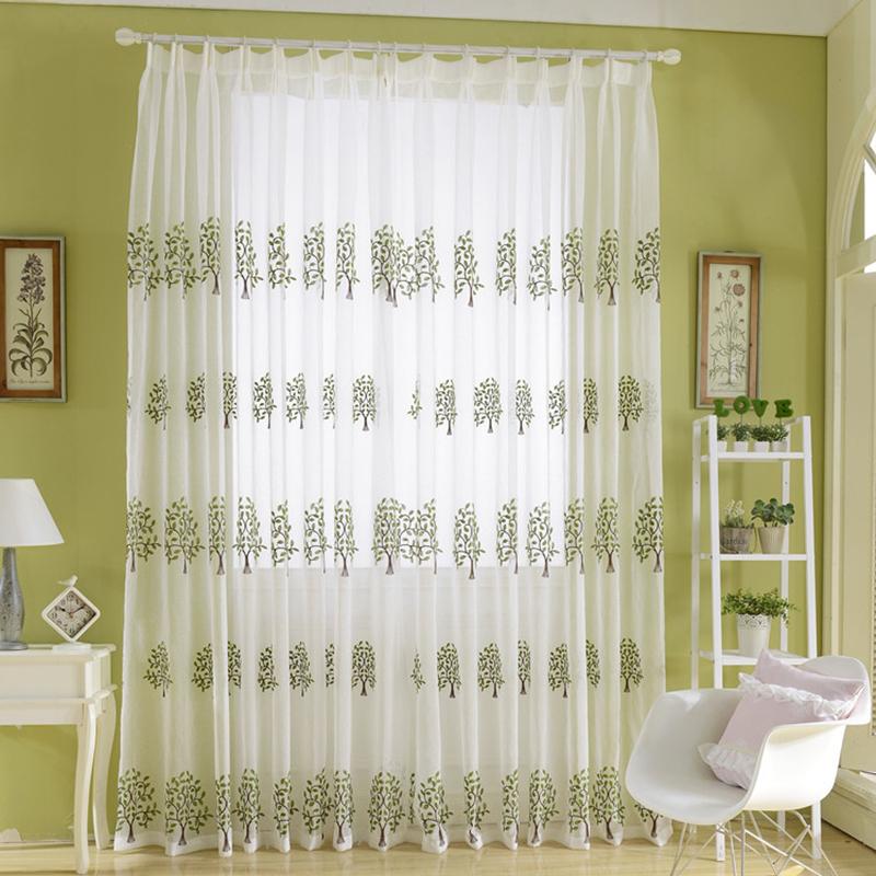 

Modern Cafe Hotel Tree Embroidered Curtains Sheer For Children Bedroom Living Room Window Tulle Curtain For Kids, Tulle 1 piece