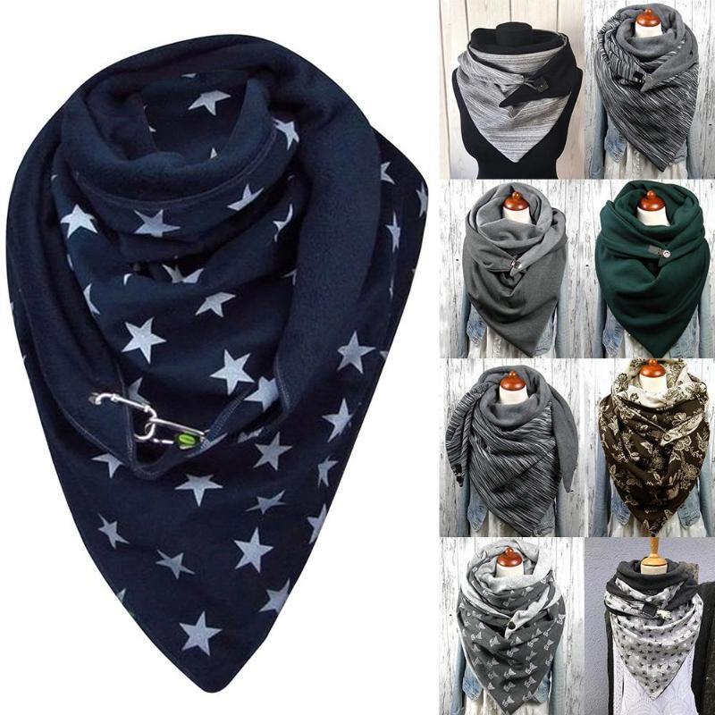 

2021 Fashion Winter Women Scarf Soild Dot Printing Button Soft Wrap Casual Warm Scarves Shawls Scarf Women bandage