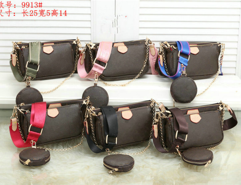 

High quality Designer black pu women's handbag shoulder bags crossbody bags messenger bag + Mini handbag+Coin Purse Fashion 3 piece set, Red