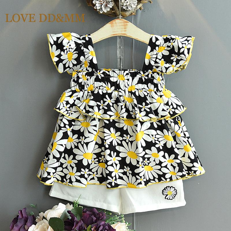 

LOVE DD&MM Girls Sets 2021 New Summer Suspender Cotton Princess Tops Shorts two-piece For Girl, Red