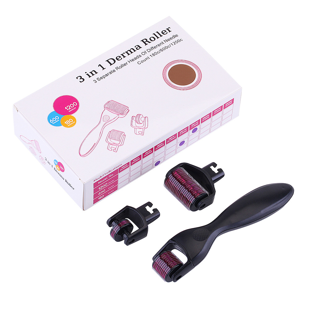 

Hot 3 In 1 Titanium Needles DRS Derma Roller for Face Body Massager Machine Skin Care