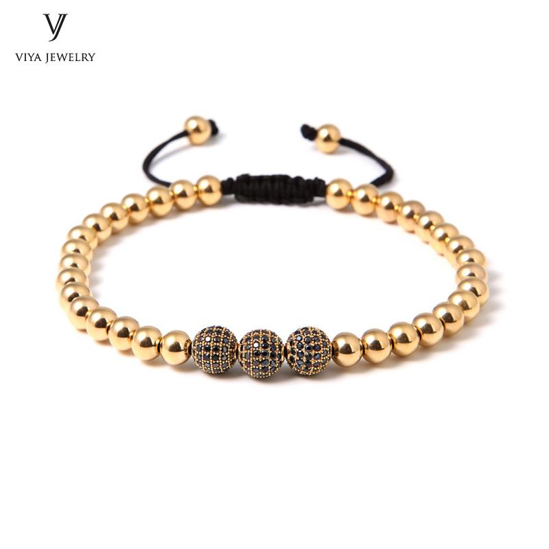 

2020 New Gold Color beads Bracelets For Men/Women High Grad Stainless Steel Beads Accessories Braiding Bracelet For Watch