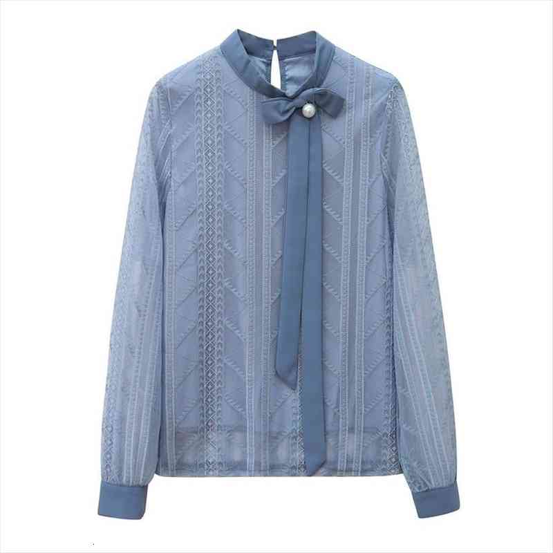 

blouse women blusas mujer de moda long sleeve women blouses bow stand collar lace blouse blusa d495, White