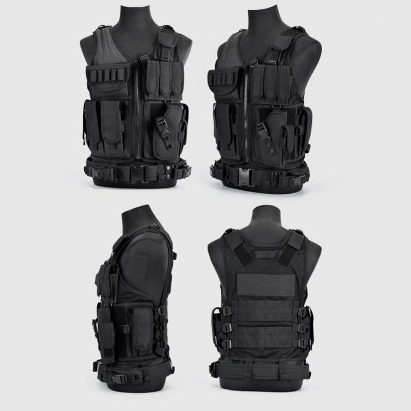 

Tactical Vest Hunting Vest For Combat Assault Plate Carrier Tactical Adjustable Size CS Outdoor Clothing1, Black