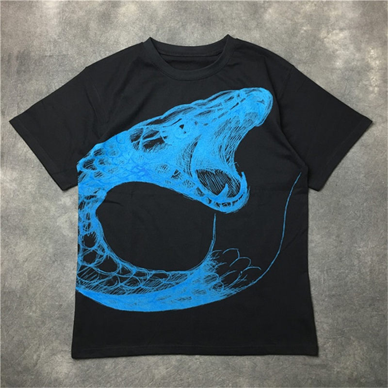 

Street Fashion Famous Mens T Shirt 2020 High Quality Snake printed Couples Pullover Polos Short Sleeve Shirts Men Women Style Hip Hop Tee, White
