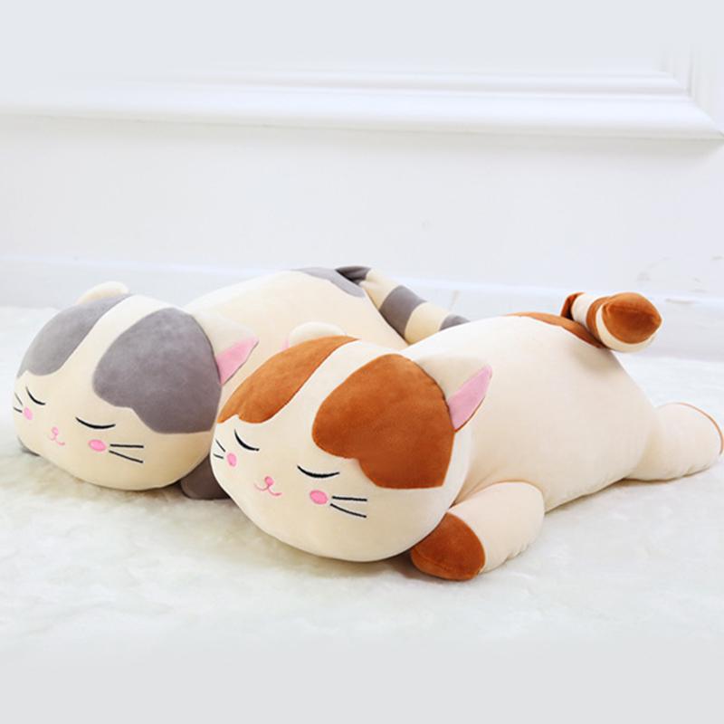 

Cute Pillow Sleeping Cat Shape Hugging Pillow Stuffed Animals Plush Soft Toy Xmas Gift For Kids FP8