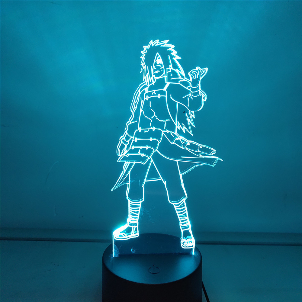 

Naruto Uchiha Madara Anime Figures 3D LED Color Changing Action Figma Toys Shippuden Madara Night Lights Model Collectible Doll Y0112, Touch one 7 color