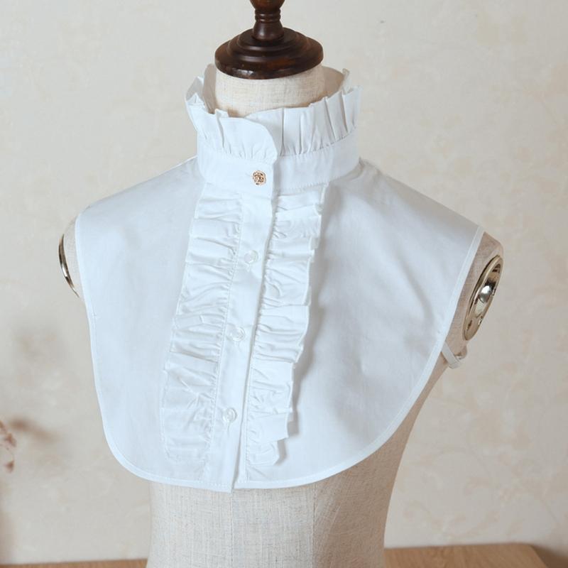 

Women Vintage Stand-Up Fake Collar Ruffled Victoria Detachable Half Shirt Dickey LX9E