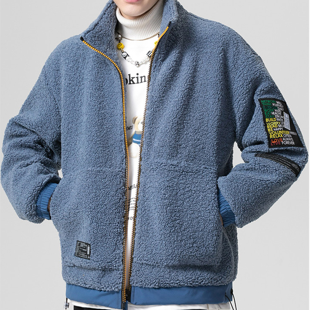 

Men Zipper Lambswool Coat Winter New Youth Trend All-match Jacket Men's Slim Fashion Warm Jacket Streetwear Male, Camel