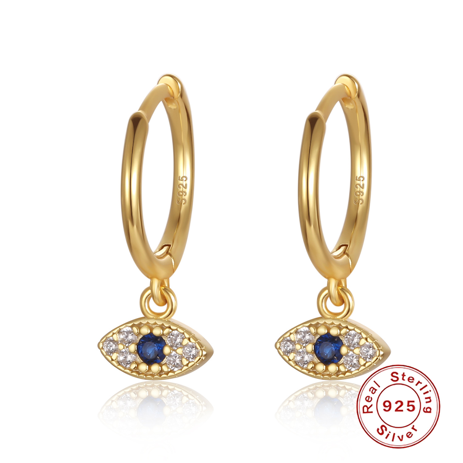 

925 sterling silver jewelry designer earrings S925 Sterling Silver Earrings Female Cool Wind Devil Eye Blue Eyes Earrings Retro