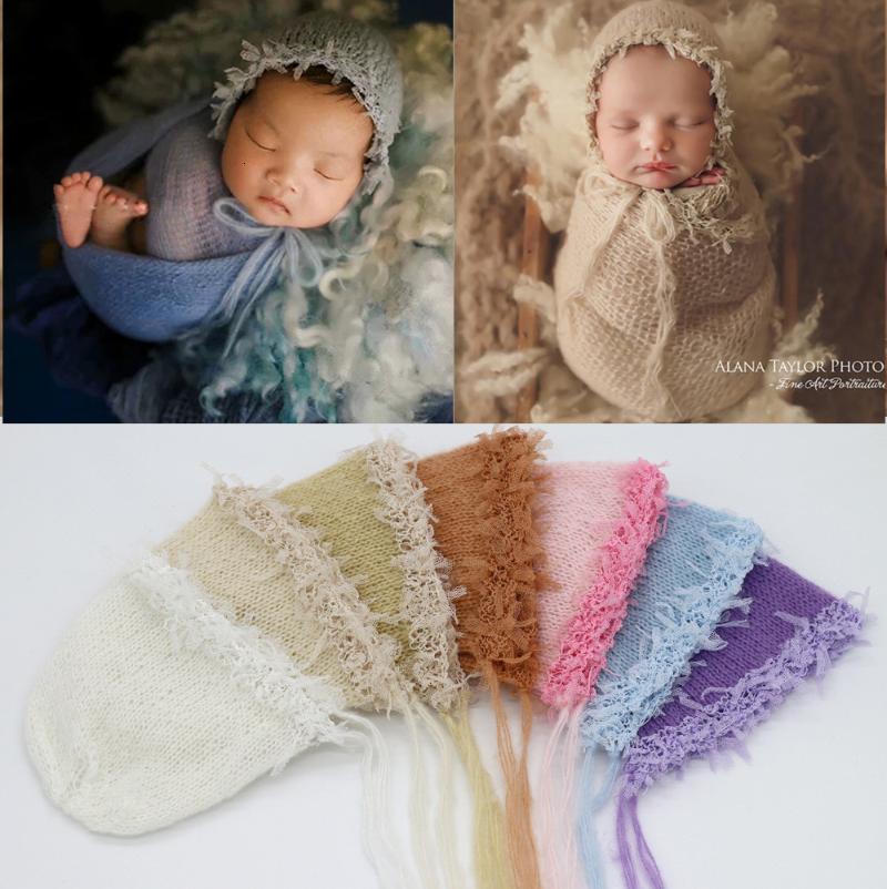 

Newborn Photography Props Accessories Soft Mohair Hat Crochet Newborn Hats Baby Photo Props Infant Baby Caps Hats Fotografia, Champagne