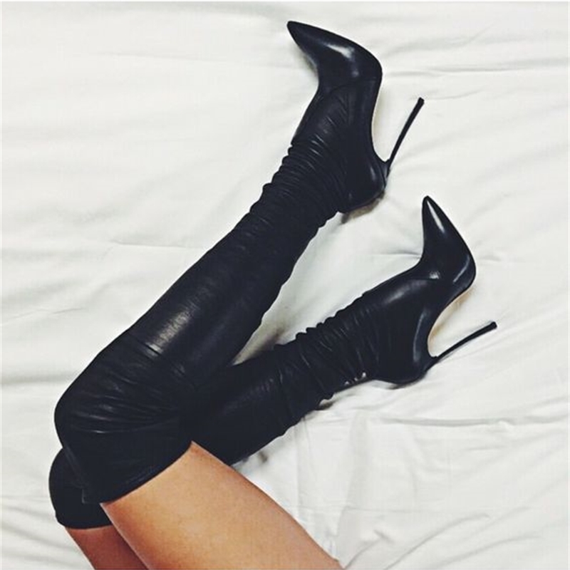 

Selling Sexy Hot Dot Toe 12 in Breath Blade Ladies Fashion Horsemen Women on Knee Squeezed Long Free Boots V0kw, The picture