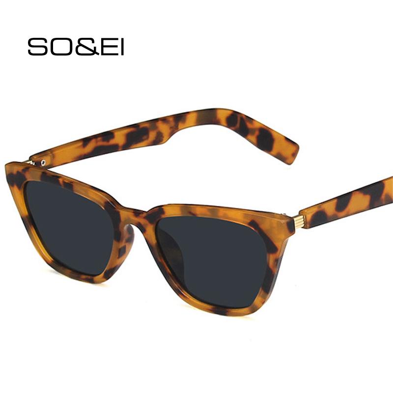 

SO&EI Retro Small Cat Eye Sunglasses Women Fashion Clear Gray Red Eyewear Brand Designer Vintage Men Sun Glasses Shades UV400
