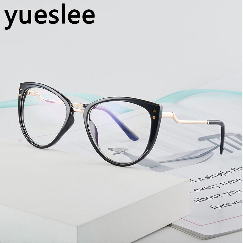 

46949 Plastic Titanium Cat Eye Glasses Frame Men Women Optical Fashion Anti Blue Computer Eyeglasses