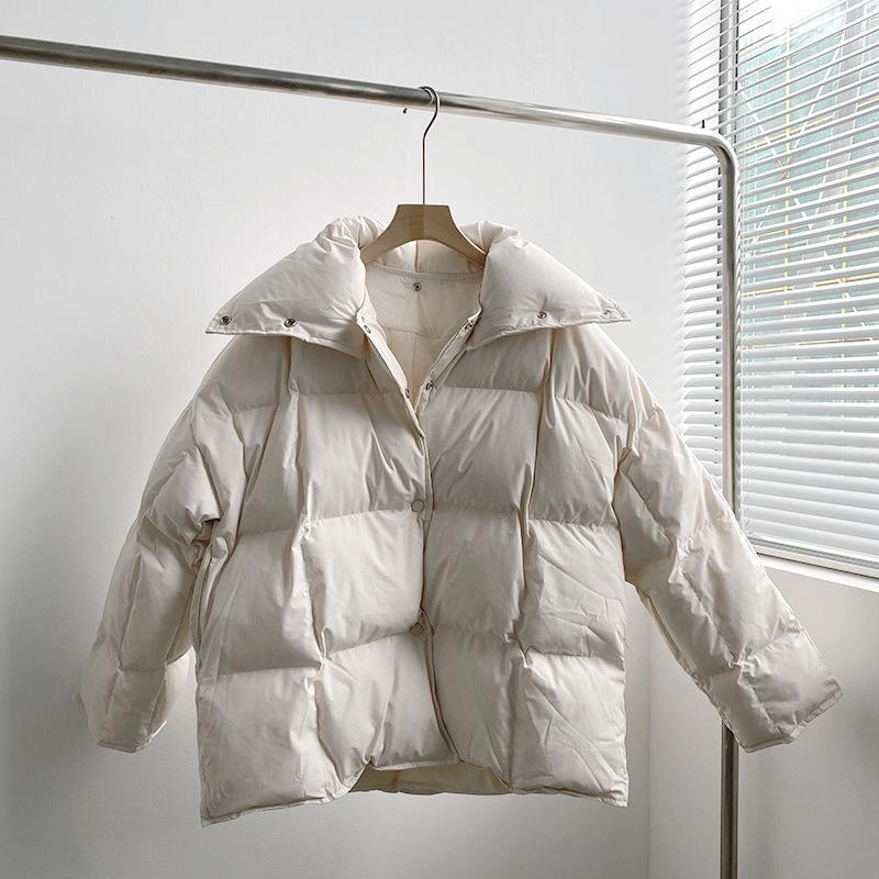 

2020 Winter Korean White Women Parka Women's High-neck Detachable Lazy Padded Coat Female Casual Bread Coat, Black