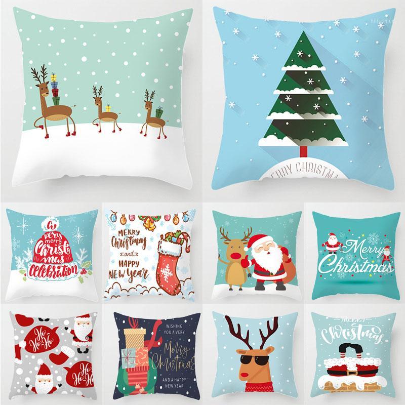

45*45cm Merry Christmas Pillow Case linen Cushion Cover For New Year Xmas Party Deco Supplies Home Sofa Pillowcase Xmas Kid Gift1, C07
