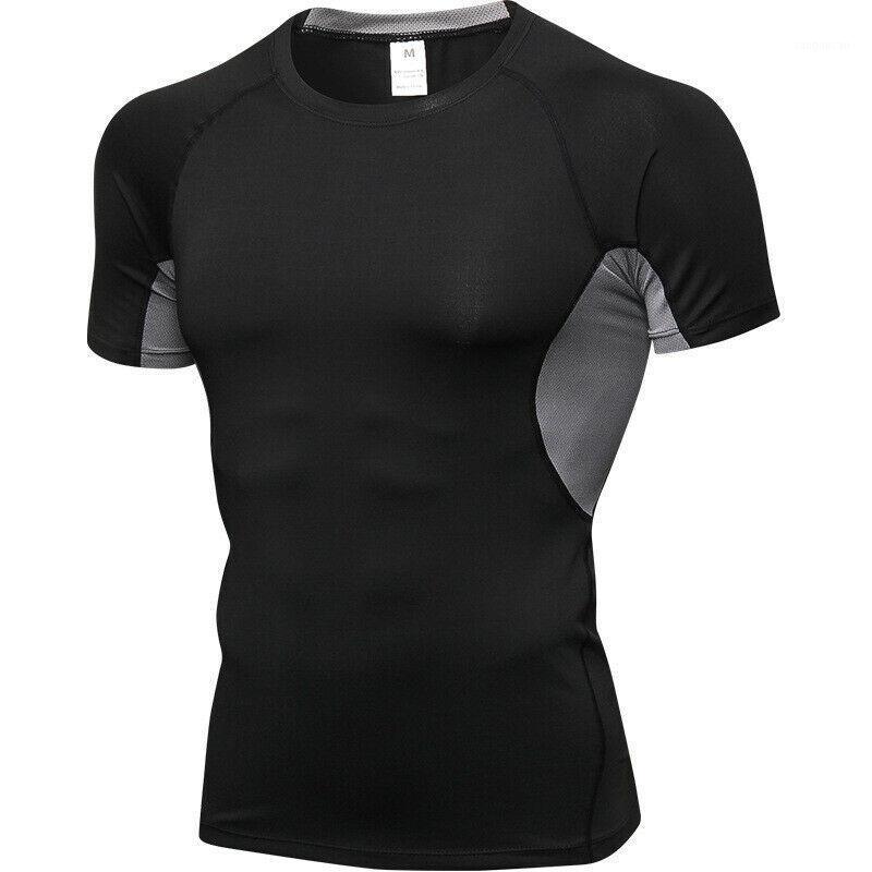 

Quality Quick Dry man' T-shirt Crossfit gym male rashguard Sportswear Compression fitness Top Running jersey sport shirt men1