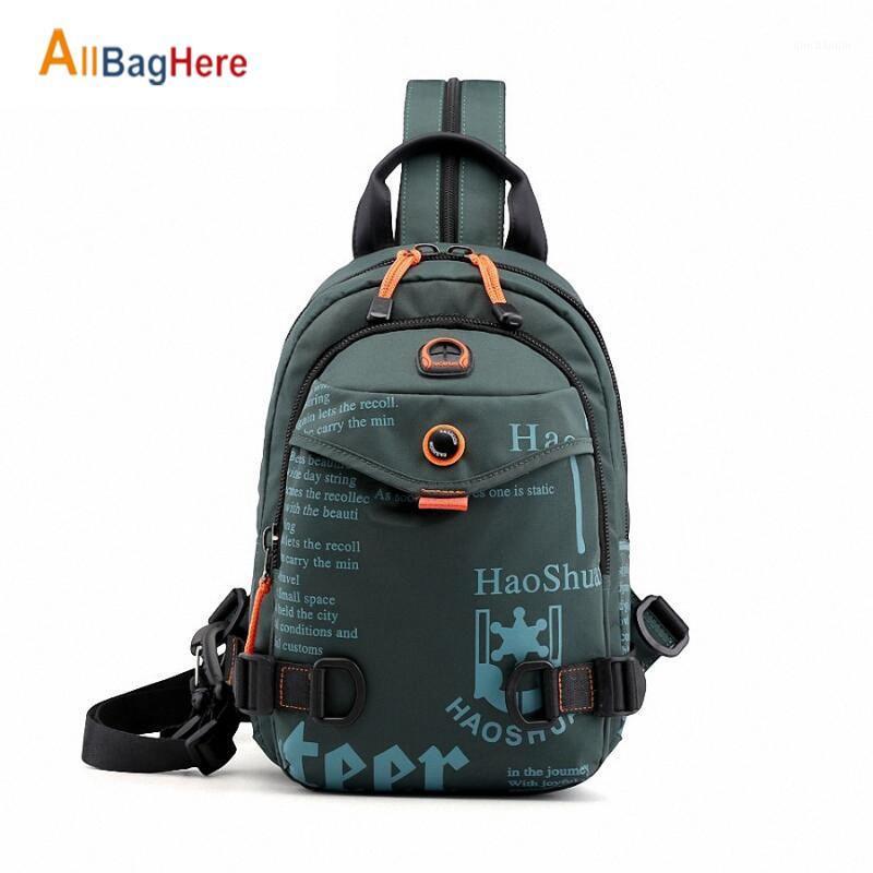 

Men's Waterproof Nylon Small Chest Bag Multi-function Light School Pack Fashion Printing Travel Sports Shoulder Sling Backpack1, Black