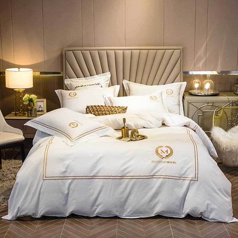 

4Pcs Cotton embroidery Luxury Bedding set Queen size soft bedclothes Bed sheet set Duvet cover Pillowcases