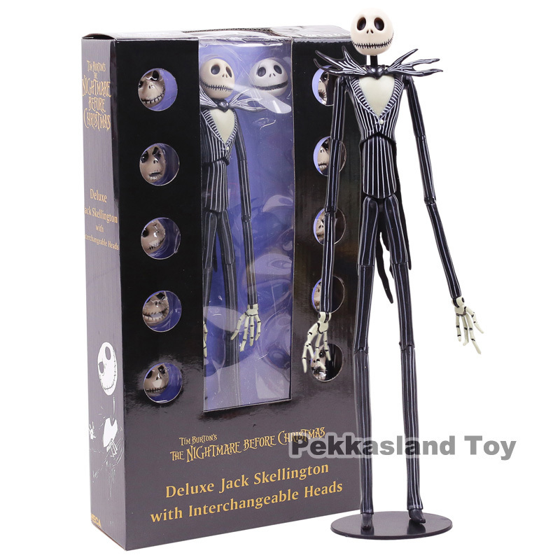 

The Nightmare Before Christmas Deluxe Jack Skellington with Interchangeable Heads Action Figure Collectible Model Toy Gift 35cm T200106, With retail box