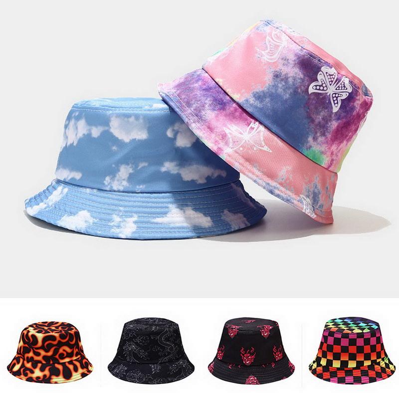 

2020 Tie dye Butterfly Fire Cloud Print Fisherman Hat Fisherman Hat for Men and Women Outdoor Leisure Bucket