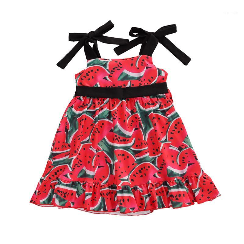 

1-6Y Summer Lovely Kids Girls Dress Watermelon Print Sleeveless Ruffles A-Line Mini Dress Sundress1, As pic