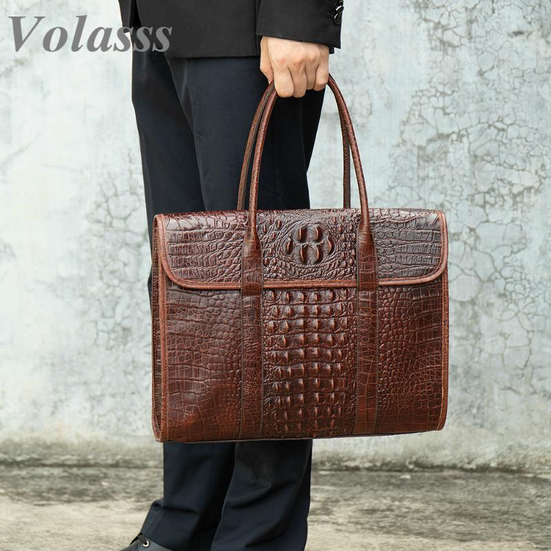 

13.3" Laptop Bags For Male Luxury Briefcases Genuine Leather Men's Briefcase Bag For Men Document Office Bags Man's Handsbag, Coffee