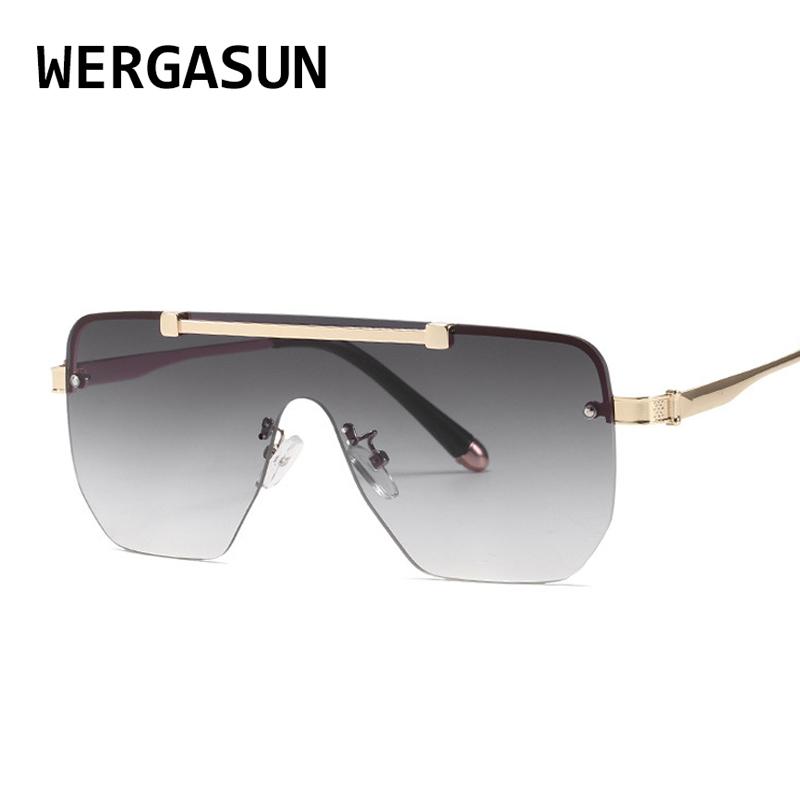 

WERGASUN Fashion Square Sunglasses Women Oversized Mirror Metal Glasses Men Shades UV400