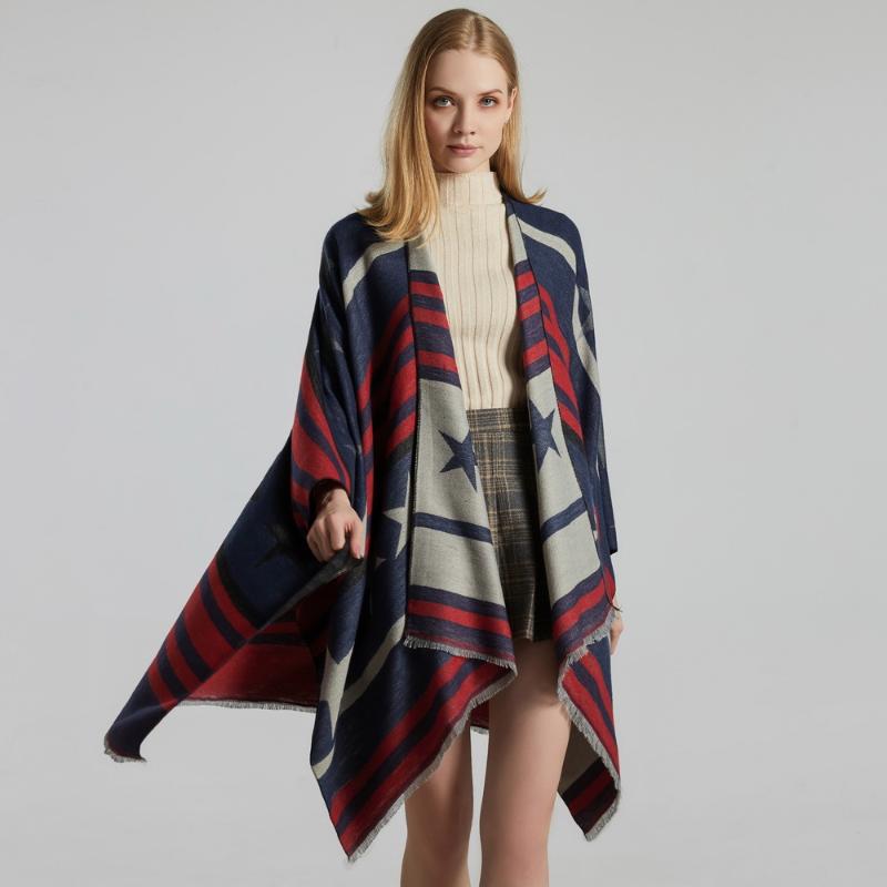 

Cashmere shawl lady jacquard thickened warm slit cape scarf women winter