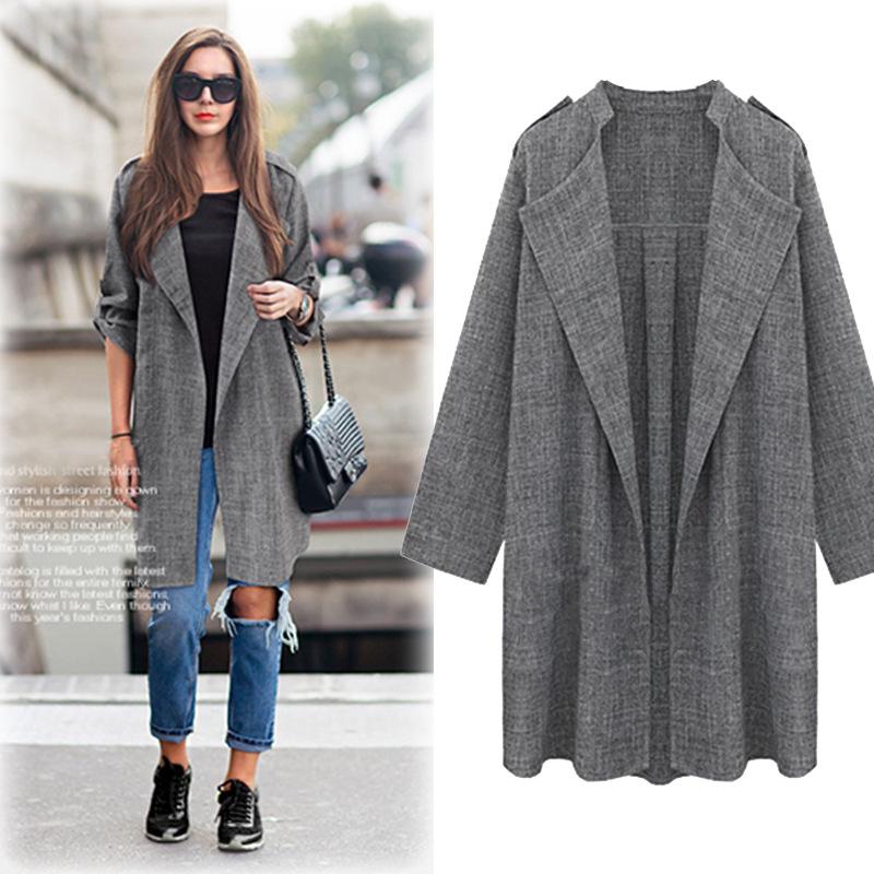 

Vogue New Autumn Nice Women Fashion Long Trench Coat For Ladies Cardigan Feminino Open Stitch Slim Long Windbreaker Top Outwear